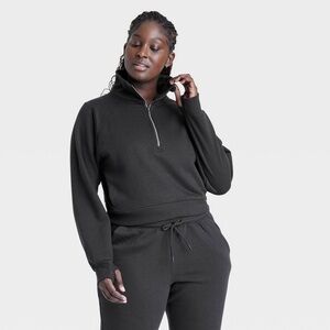 Women's Fleece Half Zip Pullover Sweatshirt
- All In Motion™ Black new 🆕